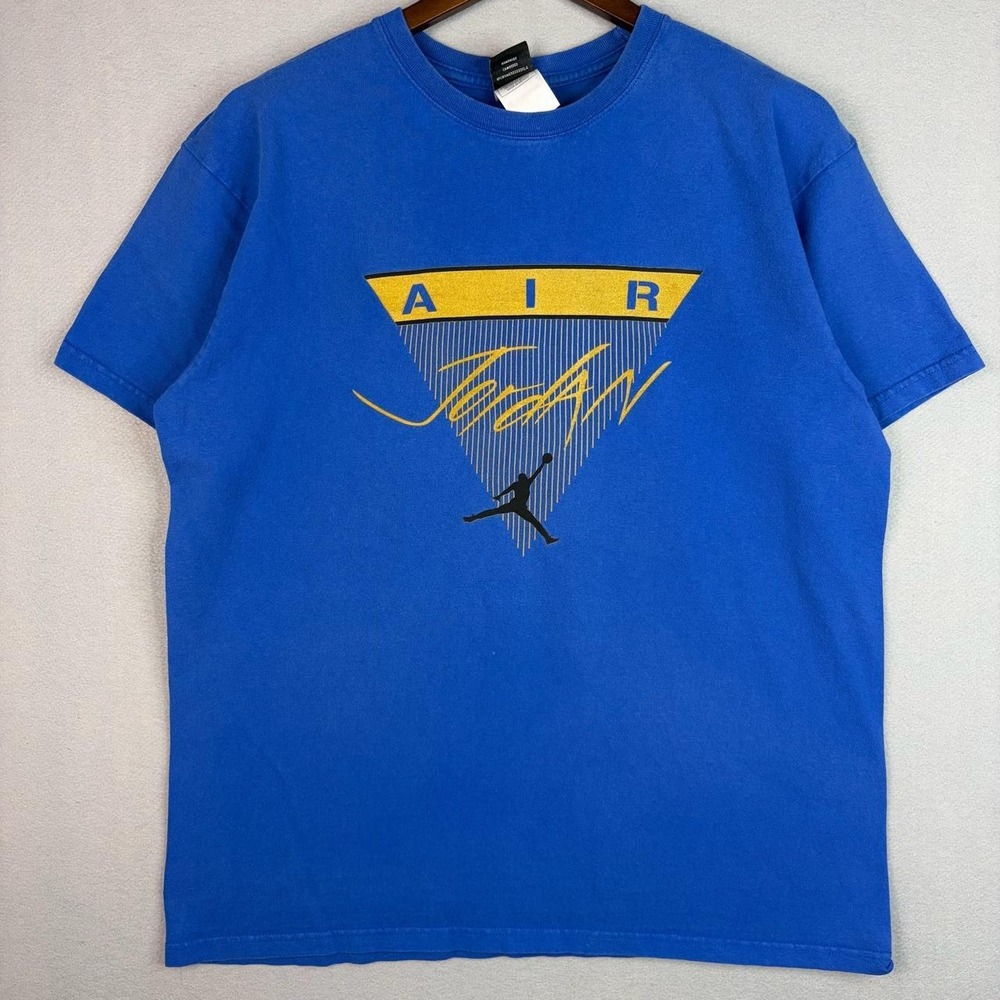 Blue Air Jordan Triangle Logo Tee Shirt L